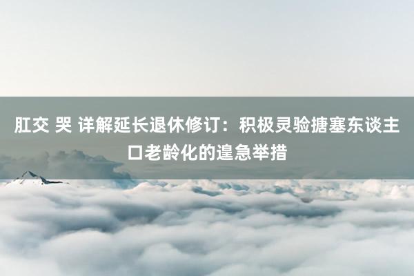 肛交 哭 详解延长退休修订：积极灵验搪塞东谈主口老龄化的遑急举措