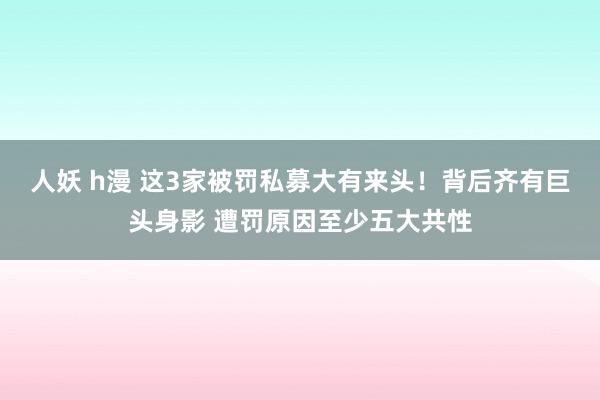 人妖 h漫 这3家被罚私募大有来头！背后齐有巨头身影 遭罚原因至少五大共性