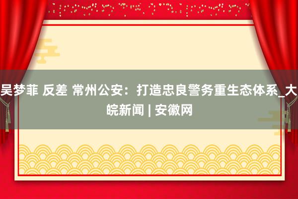 吴梦菲 反差 常州公安：打造忠良警务重生态体系_大皖新闻 | 安徽网