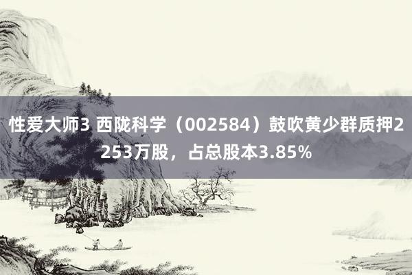 性爱大师3 西陇科学（002584）鼓吹黄少群质押2253万股，占总股本3.85%