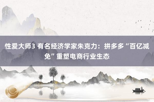 性爱大师3 有名经济学家朱克力：拼多多“百亿减免”重塑电商行业生态