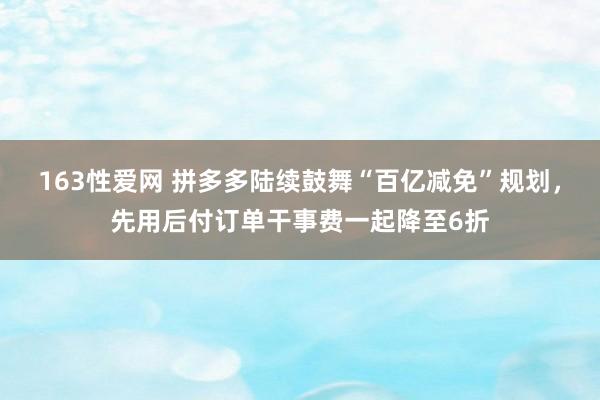 163性爱网 拼多多陆续鼓舞“百亿减免”规划，先用后付订单干事费一起降至6折