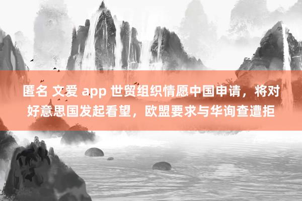 匿名 文爱 app 世贸组织情愿中国申请，将对好意思国发起看望，欧盟要求与华询查遭拒