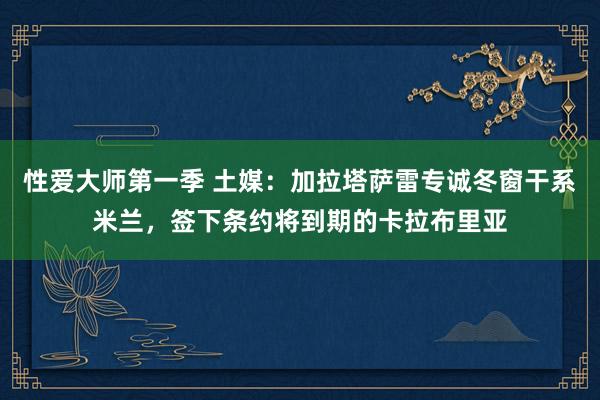 性爱大师第一季 土媒：加拉塔萨雷专诚冬窗干系米兰，签下条约将到期的卡拉布里亚