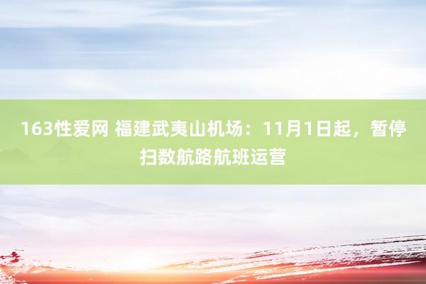 163性爱网 福建武夷山机场：11月1日起，暂停扫数航路航班运营