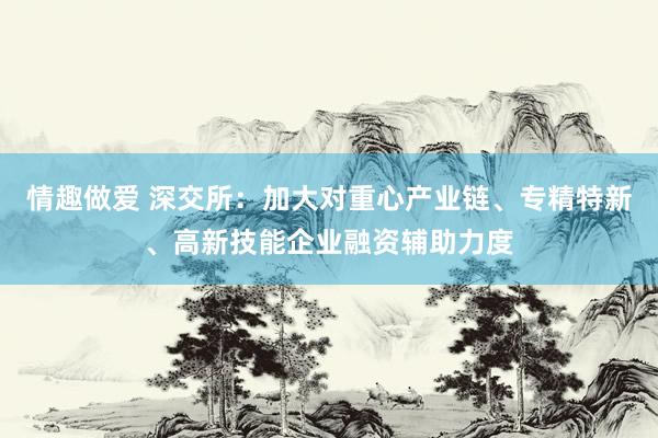 情趣做爱 深交所：加大对重心产业链、专精特新、高新技能企业融资辅助力度