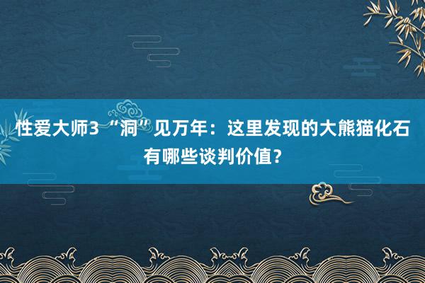 性爱大师3 “洞”见万年：这里发现的大熊猫化石有哪些谈判价值？