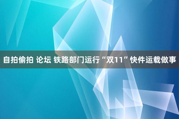 自拍偷拍 论坛 铁路部门运行“双11”快件运载做事