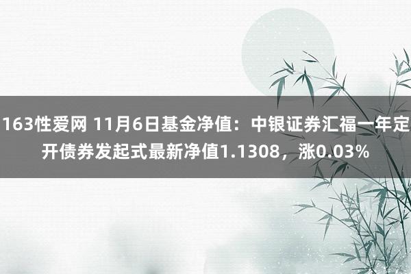 163性爱网 11月6日基金净值：中银证券汇福一年定开债券发起式最新净值1.1308，涨0.03%