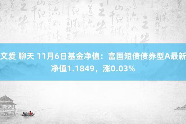 文爱 聊天 11月6日基金净值：富国短债债券型A最新净值1.1849，涨0.03%