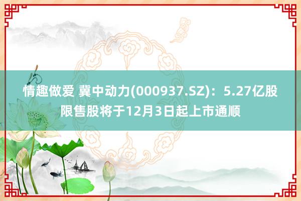 情趣做爱 冀中动力(000937.SZ)：5.27亿股限售股将于12月3日起上市通顺