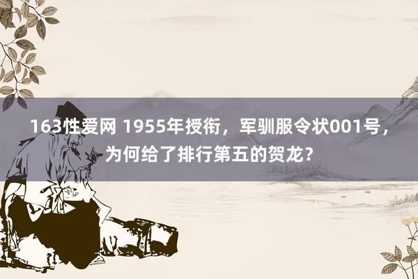 163性爱网 1955年授衔，军驯服令状001号，为何给了排行第五的贺龙？