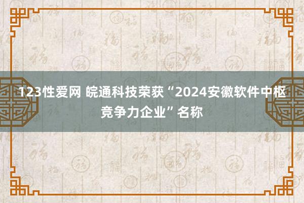 123性爱网 皖通科技荣获“2024安徽软件中枢竞争力企业”名称