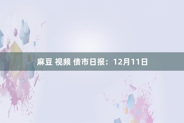 麻豆 视频 债市日报：12月11日