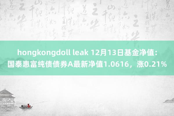 hongkongdoll leak 12月13日基金净值：国泰惠富纯债债券A最新净值1.0616，涨0.21%