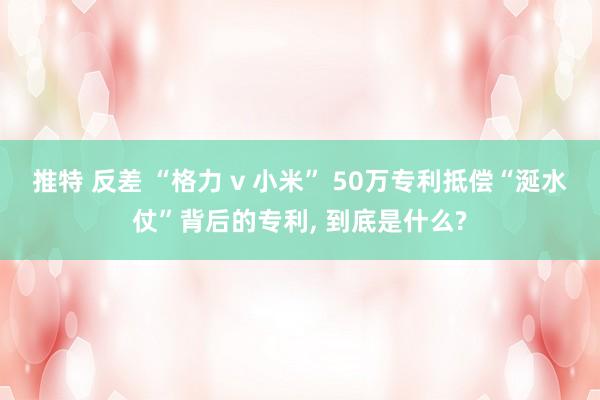 推特 反差 “格力 v 小米” 50万专利抵偿“涎水仗”背后的专利， 到底是什么?