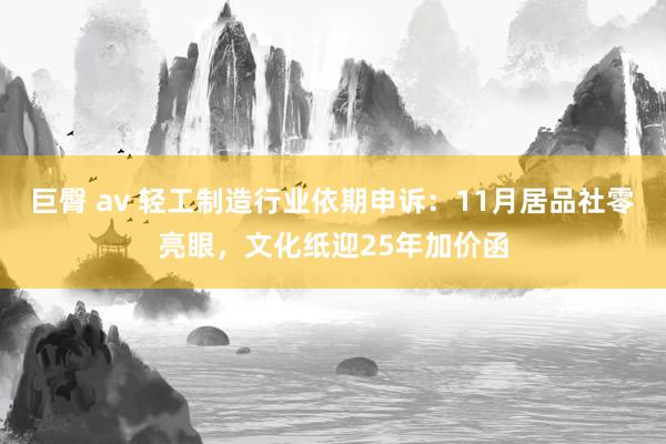 巨臀 av 轻工制造行业依期申诉：11月居品社零亮眼，文化纸迎25年加价函