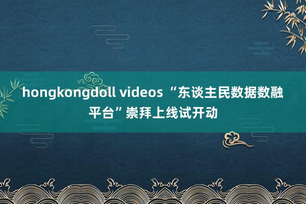 hongkongdoll videos “东谈主民数据数融平台”崇拜上线试开动