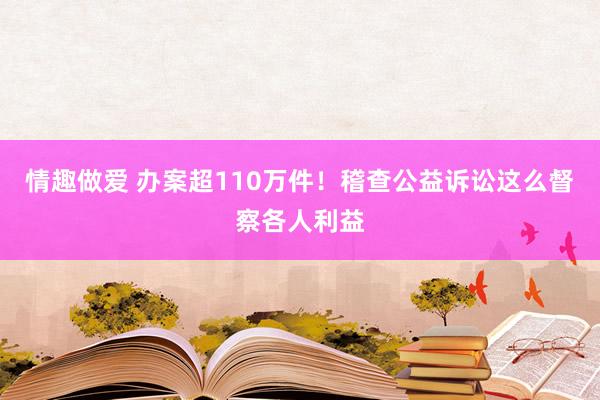 情趣做爱 办案超110万件！稽查公益诉讼这么督察各人利益