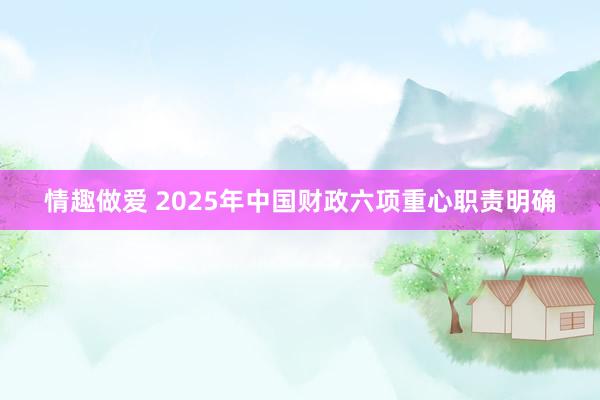 情趣做爱 2025年中国财政六项重心职责明确