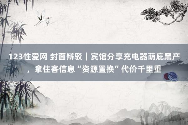 123性爱网 封面辩驳｜宾馆分享充电器荫庇黑产，拿住客信息“资源置换”代价千里重