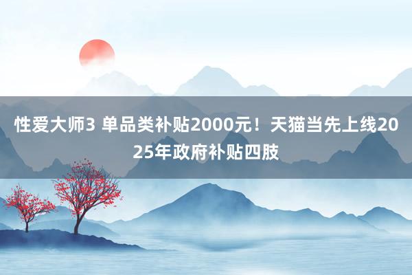 性爱大师3 单品类补贴2000元！天猫当先上线2025年政府补贴四肢