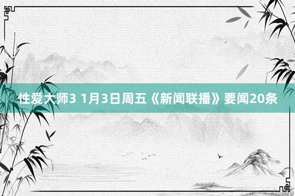 性爱大师3 1月3日周五《新闻联播》要闻20条