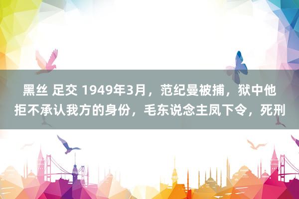 黑丝 足交 1949年3月，范纪曼被捕，狱中他拒不承认我方的身份，毛东说念主凤下令，死刑