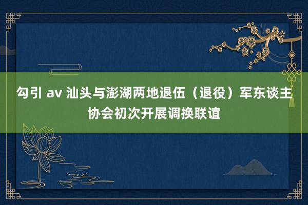 勾引 av 汕头与澎湖两地退伍（退役）军东谈主协会初次开展调换联谊