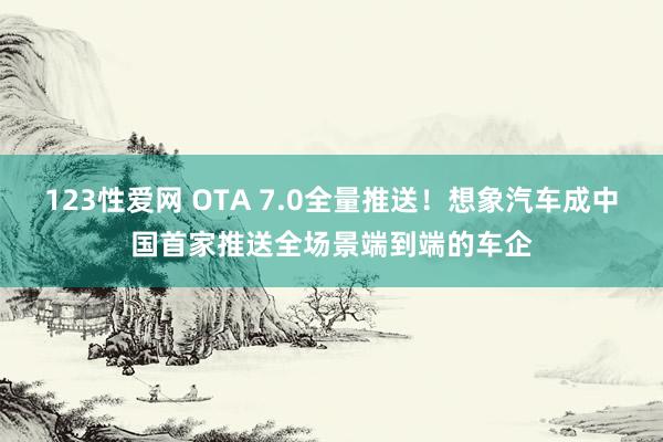 123性爱网 OTA 7.0全量推送！想象汽车成中国首家推送全场景端到端的车企